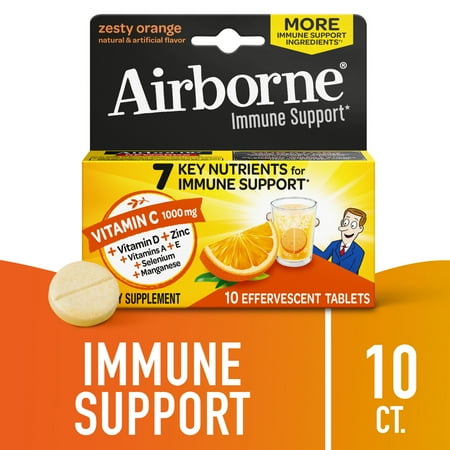 Airborne 1000mg Vitamin C Immune Support Effervescent Tablets 10 ct *Exp 05/26/8