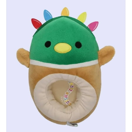 Kids' Shoe Size 13-1 Original Squishmallows Duck with Christmas Lights Plush Slippers -