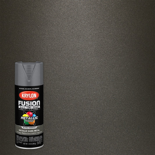 Krylon Fusion All-In-One Satin Dark Metal Metallic Spray Paint and Primer In One -12 oz *Damaged Can*