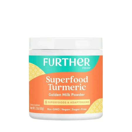 Further Superfood Turmeric Golden Milk Organic Powder, Cinnamon Ginger & Black Pepper Maximum Absorption, Joint Pain, Gut Health, Sugar-Free, Vegan 30 Servings 2.12 oz *Exp 01/2028*
