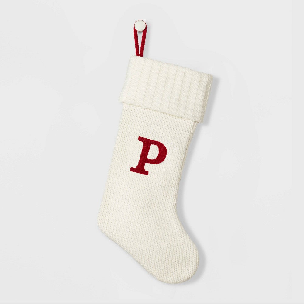 Knit Monogram "P" Christmas Stocking White - Wondershop