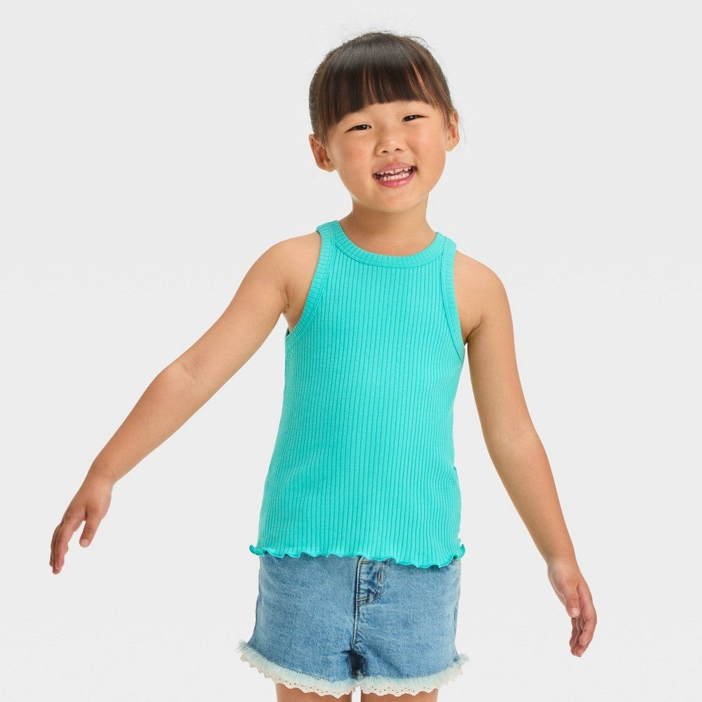 Toddler Girls' Ribbed T-Shirt - Cat & Jack™ Turquoise Green **SIZE 18M**