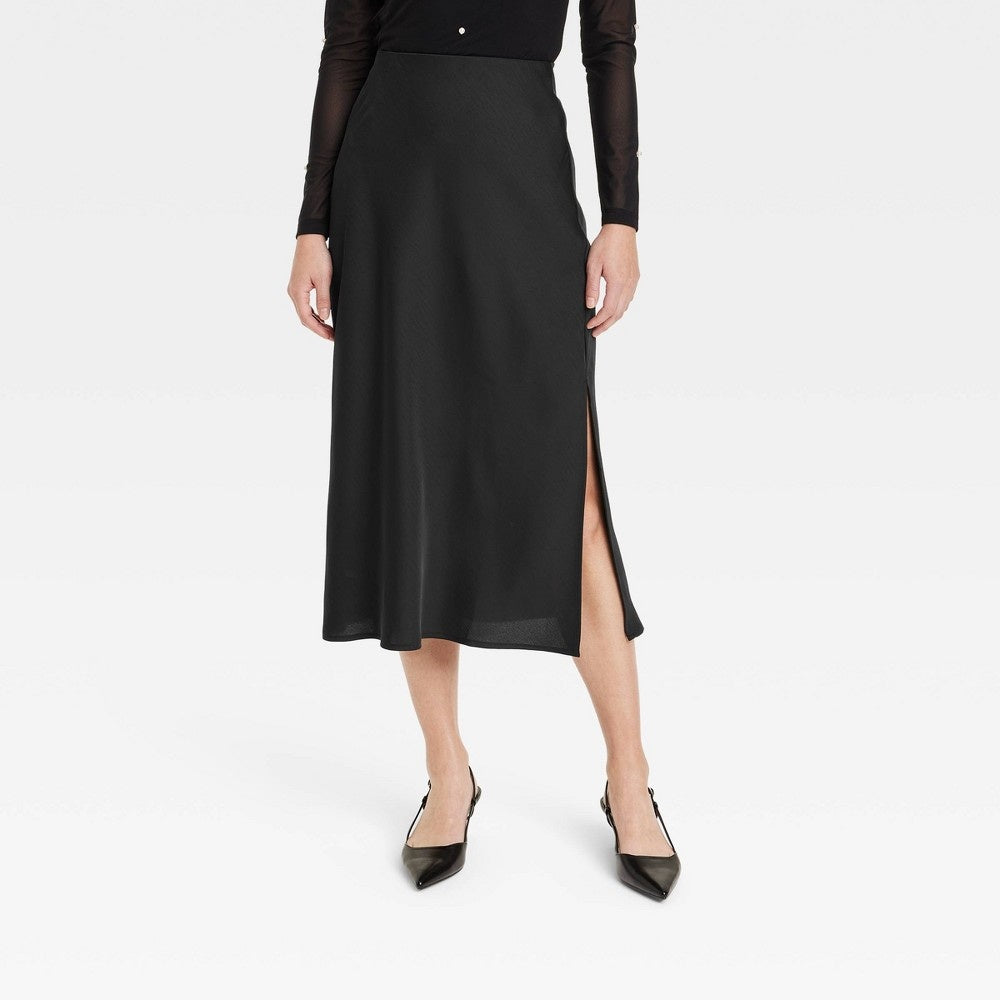 Women's a-Line MIDI Slip Skirt - a New Day™ Black **SIZE S**