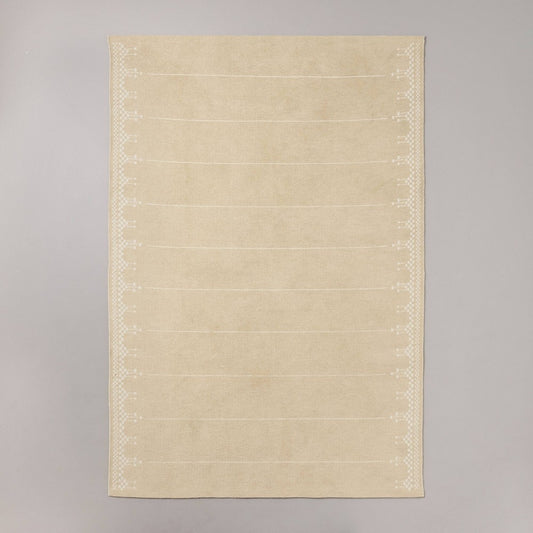 5'x7' Ornate Border Indoor/Outdoor Area Rug Tan/Cream - Hearth & Hand  with Magnolia: Woven, Farmhouse Style, No Backing
