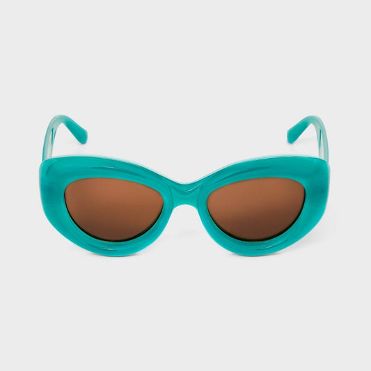Women's Bubble Round Cateye Sunglasses - A New Day Green