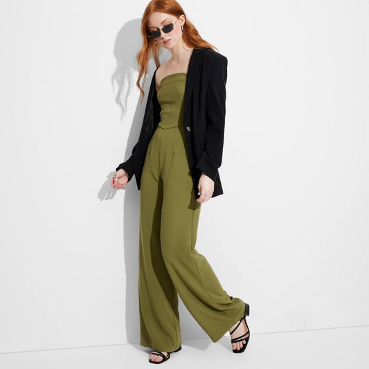 Women's 2XS Wide Leg Tube Jumpsuit - Wild Fable  Olive Green