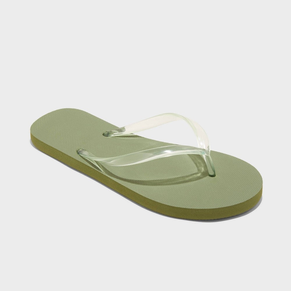Women's 6 Sydney Flip Flop Sandals - Shade & Shore  Olive Green  Slip on, Open Toe, Non Marking Outsole, Medium Width