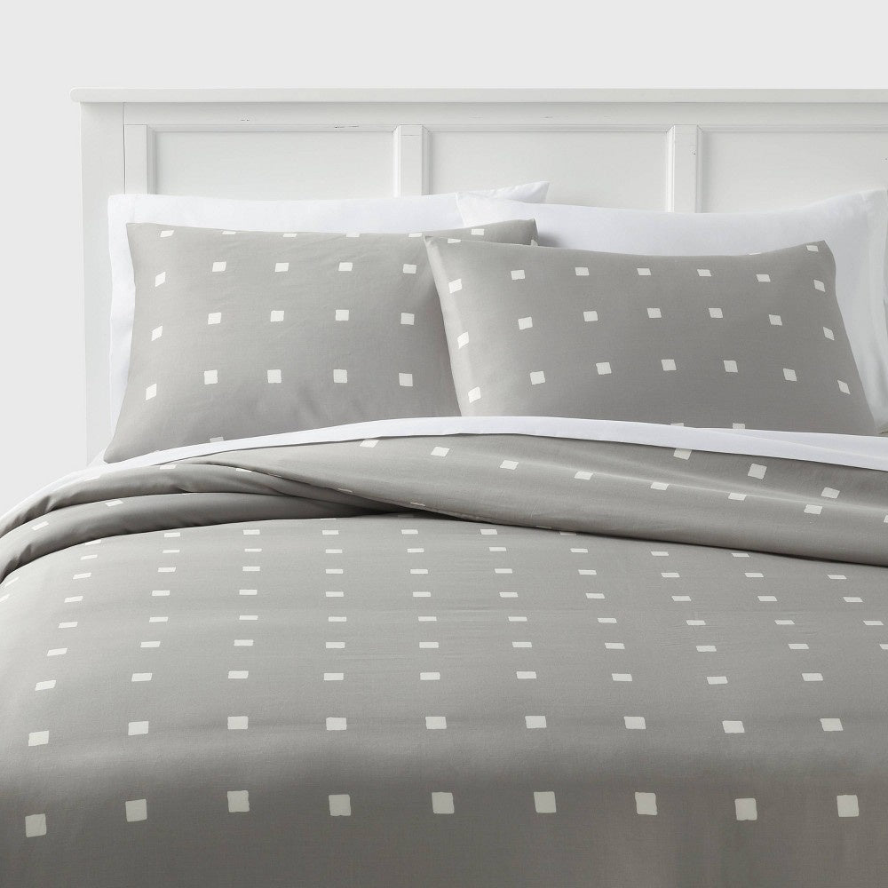 Room Essentials™ King Duvet Cover & Sham Set Gray/White Dot