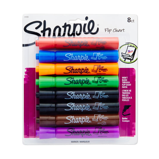 Sharpie Flip Chart Bullet Tip Markers, 8 Colored Markers