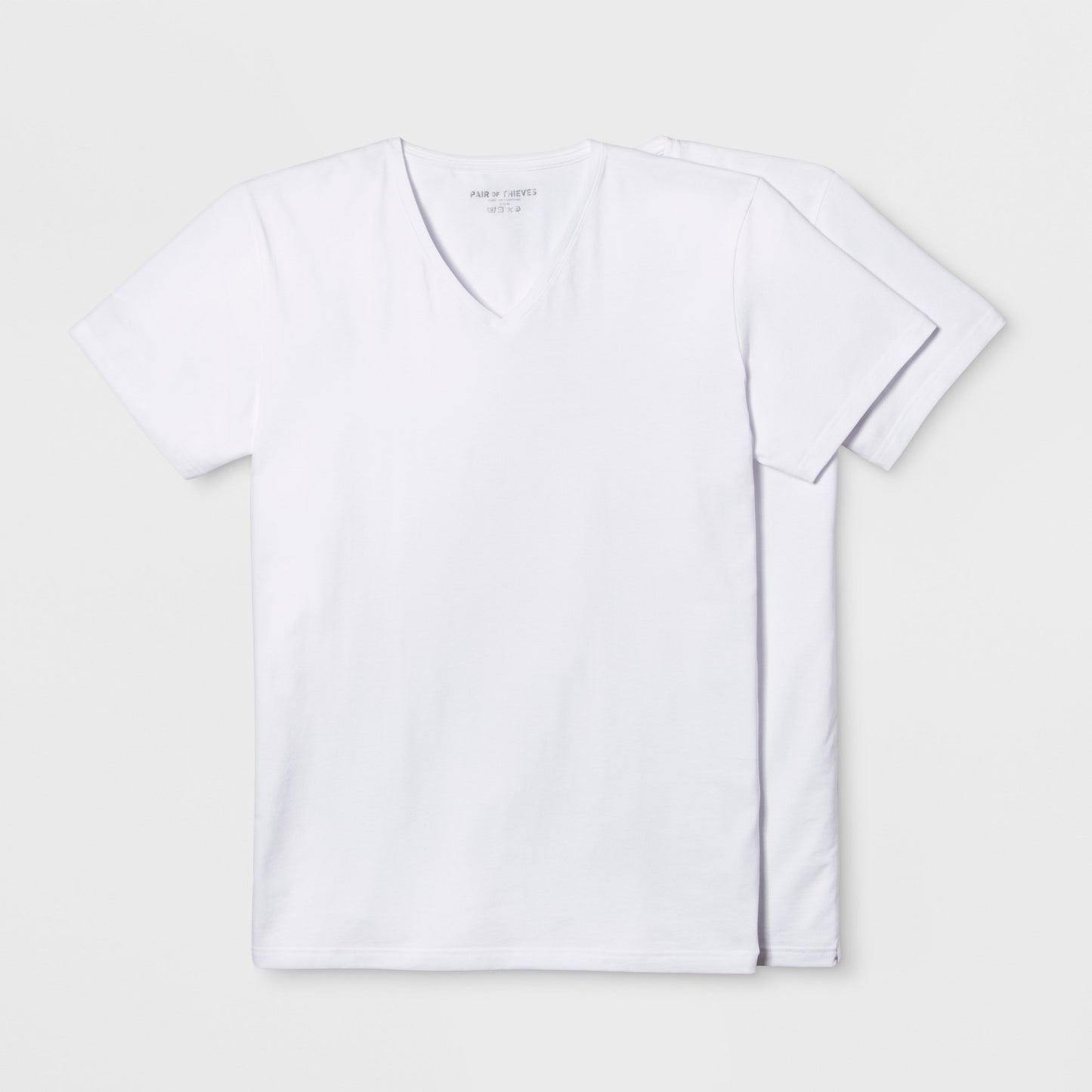 Men's XL Pair of Thieves 2pk V-Neck Undershirt - White XL: Midweight Jersey, Short Sleeve