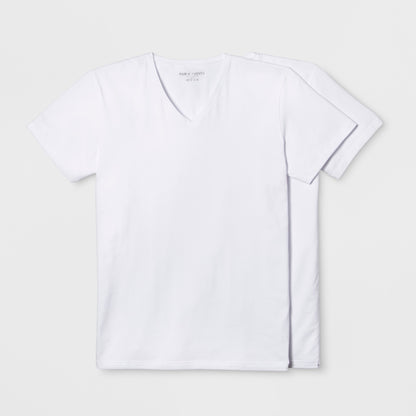 Men's XL Pair of Thieves 2pk V-Neck Undershirt - White XL: Midweight Jersey, Short Sleeve