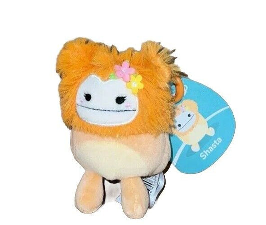 Squishmallows 3.5 Bigfoot Peach Flower Shasta Keychain