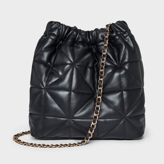 Rouched Chain Crossbody Bag - A New Day - Black