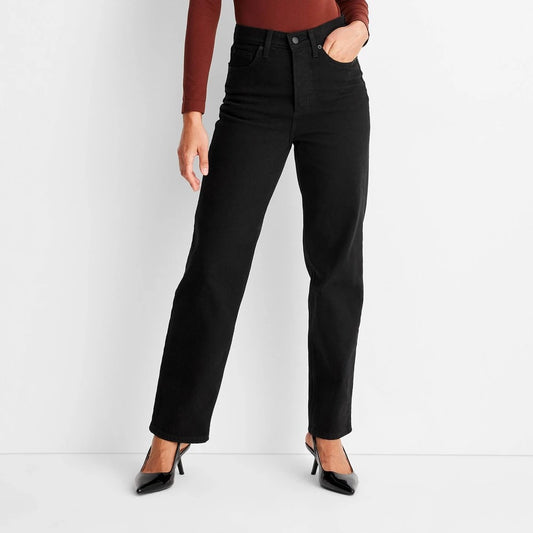 Women's 6 Holiday High-Rise Straight Jeans - Universal Thread  Black
