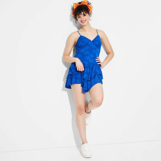 Women's S Game Day Ruffle Mini Skater Dress - Wild Fable  Blue