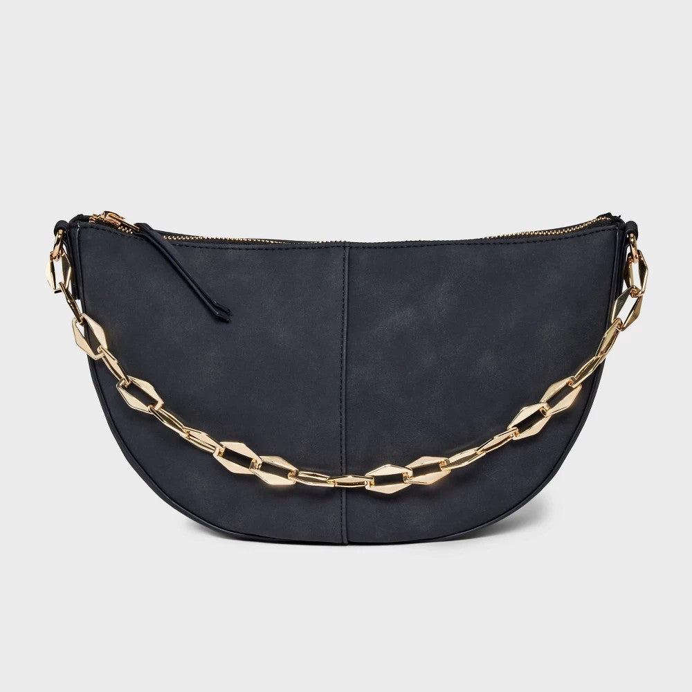 Slouched Half-Moon Shoulder Bag - Universal Thread Black