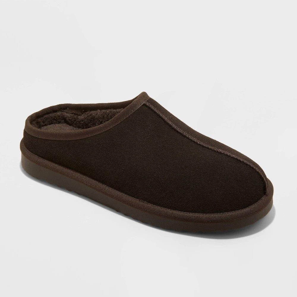 Men's 12 Cruz Genuine Suede Clog Slippers - Goodfellow & Co  Dark Brown Indoor/Outdoor Outsole