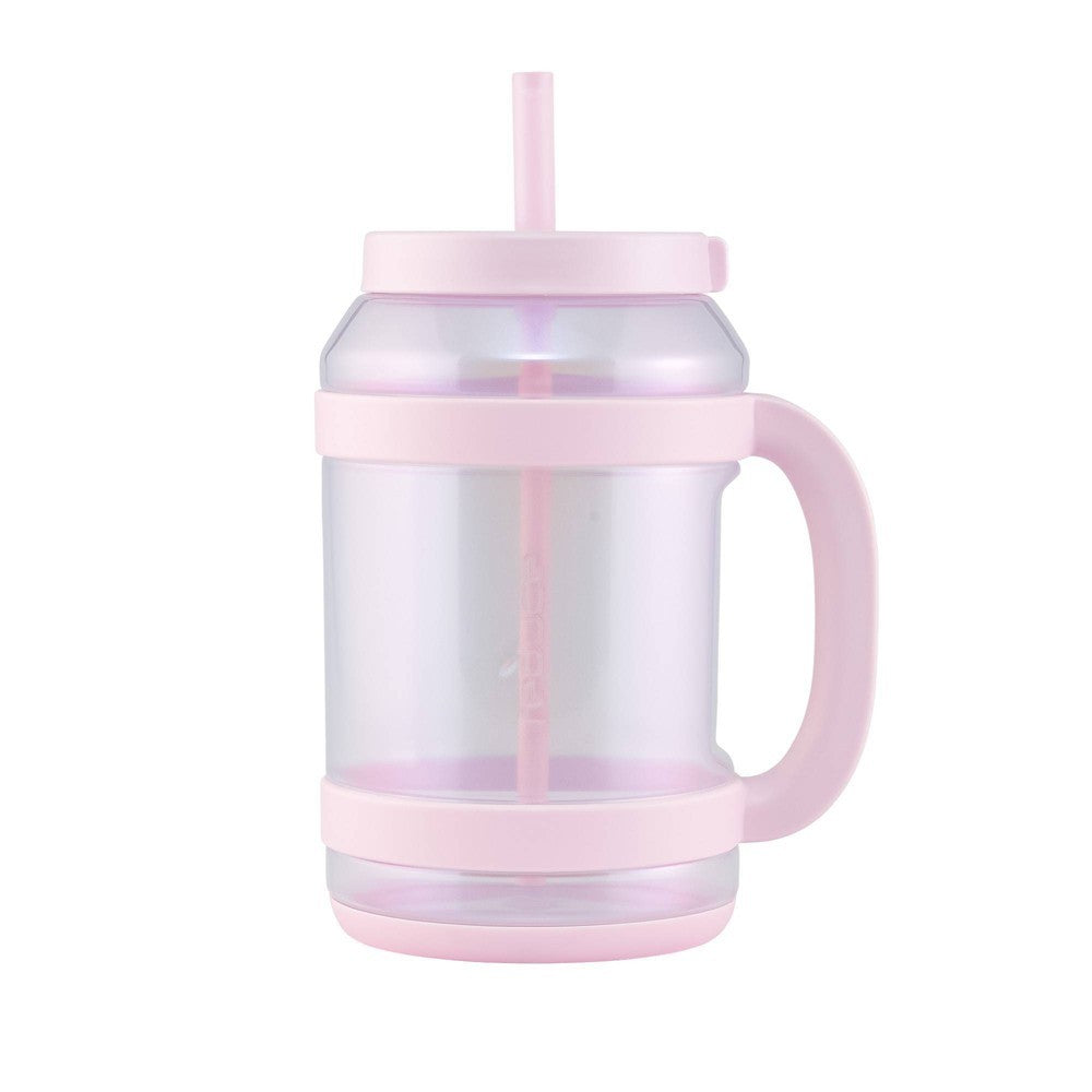 Reduce 80oz Tritan Waterday Mug Light Pink: Iridescent Tumbler with Straw & Twist-Off Lid, Dishwasher-Safe