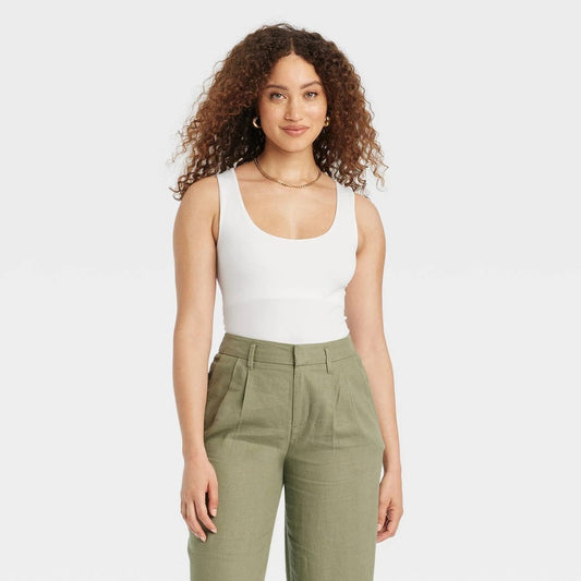 Women's S Slim Fit Seamless Tank Top - a New Day White