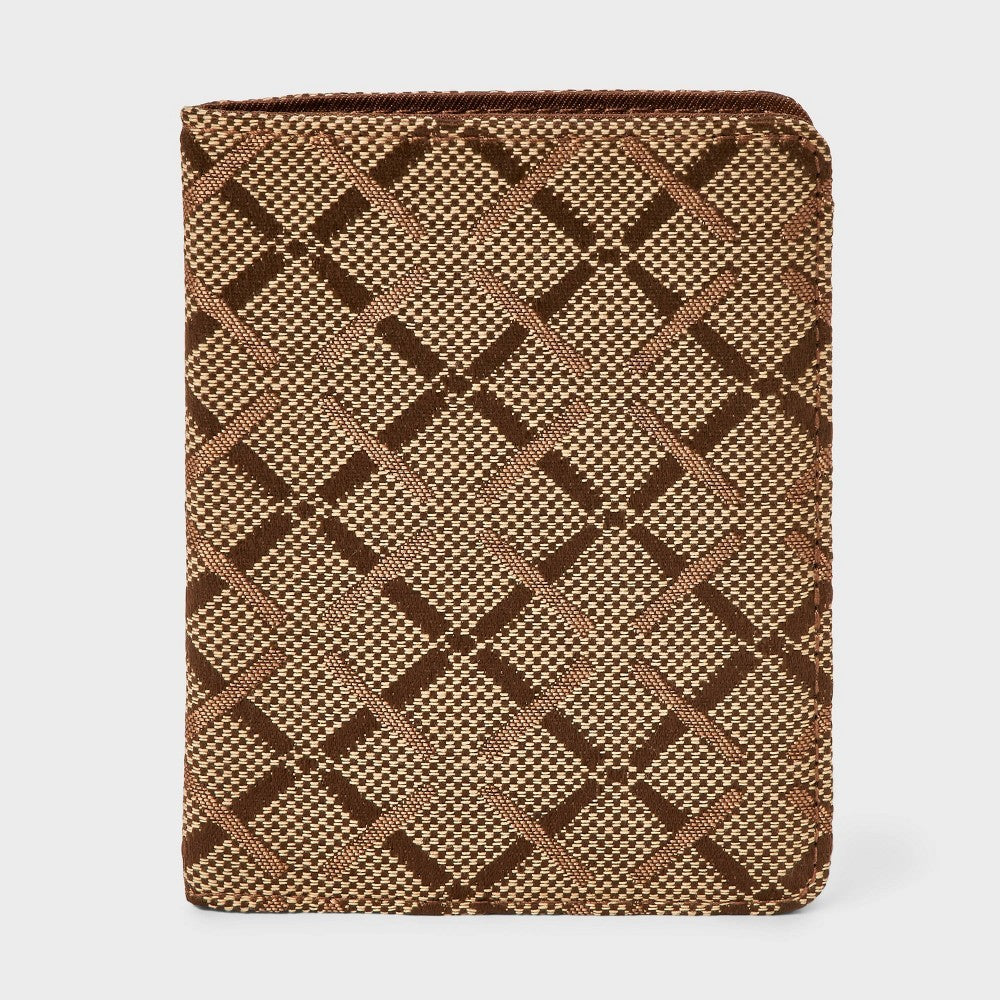 Passport Case - A New Day  Brown: Plaid Jacquard Knit, Recycled Polyester