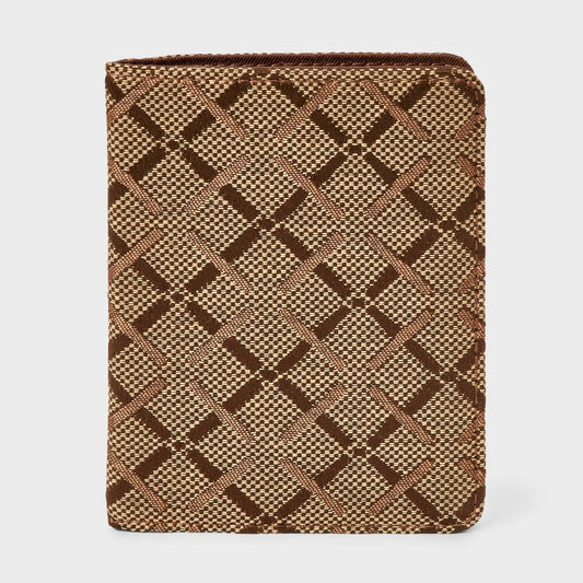 Passport Case - A New Day  Brown: Plaid Jacquard Knit, Recycled Polyester