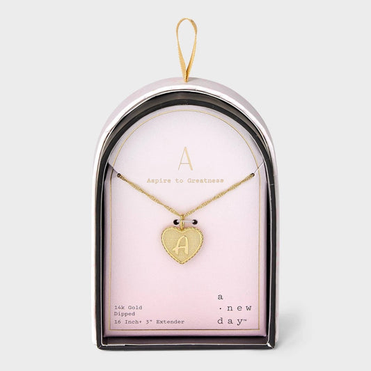 14K Gold Dipped Initial Heart a Pendant Necklace - a New Day  Gold