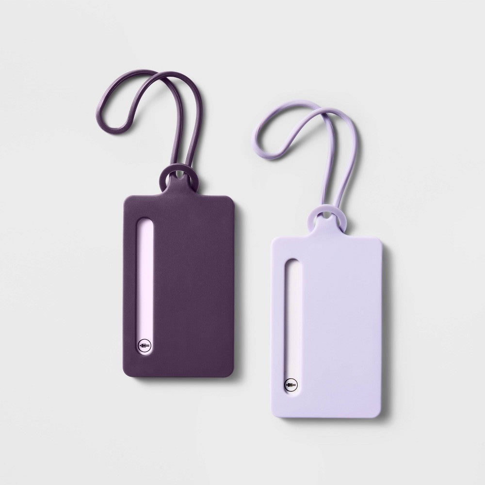 Silicone Luggage Tag 2pc Set Plum and Thistle - Open Story