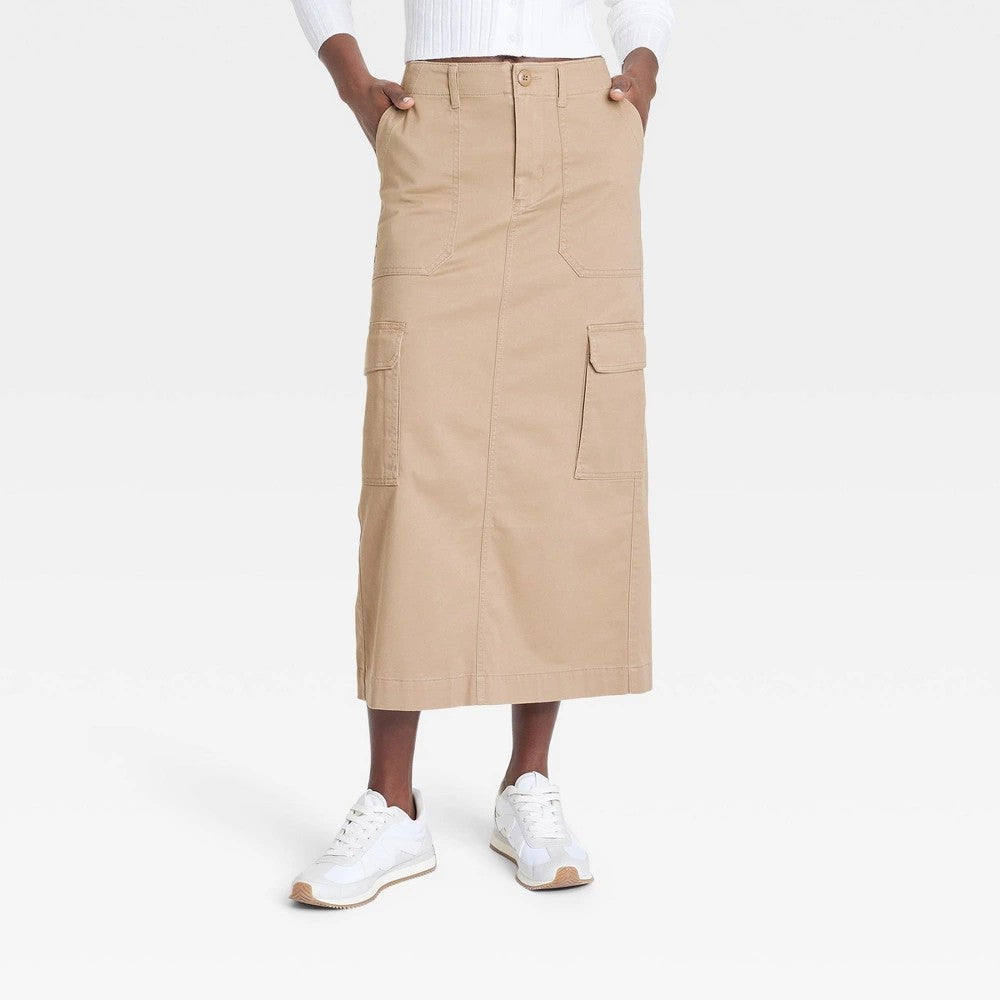 Universal Thread Women's Cargo MIDI Skirt - Tan