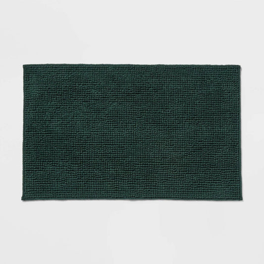 20x32 Everyday Chenille Bath Rug Dark Green - Room Essentials
