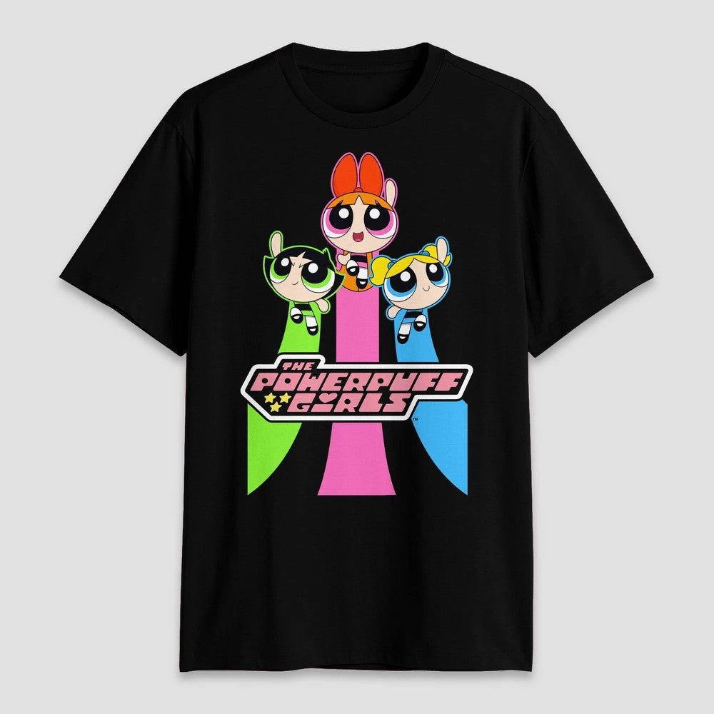 Men's Size M The Powerpuff Girls Short Sleeve Graphic Jersey - Black