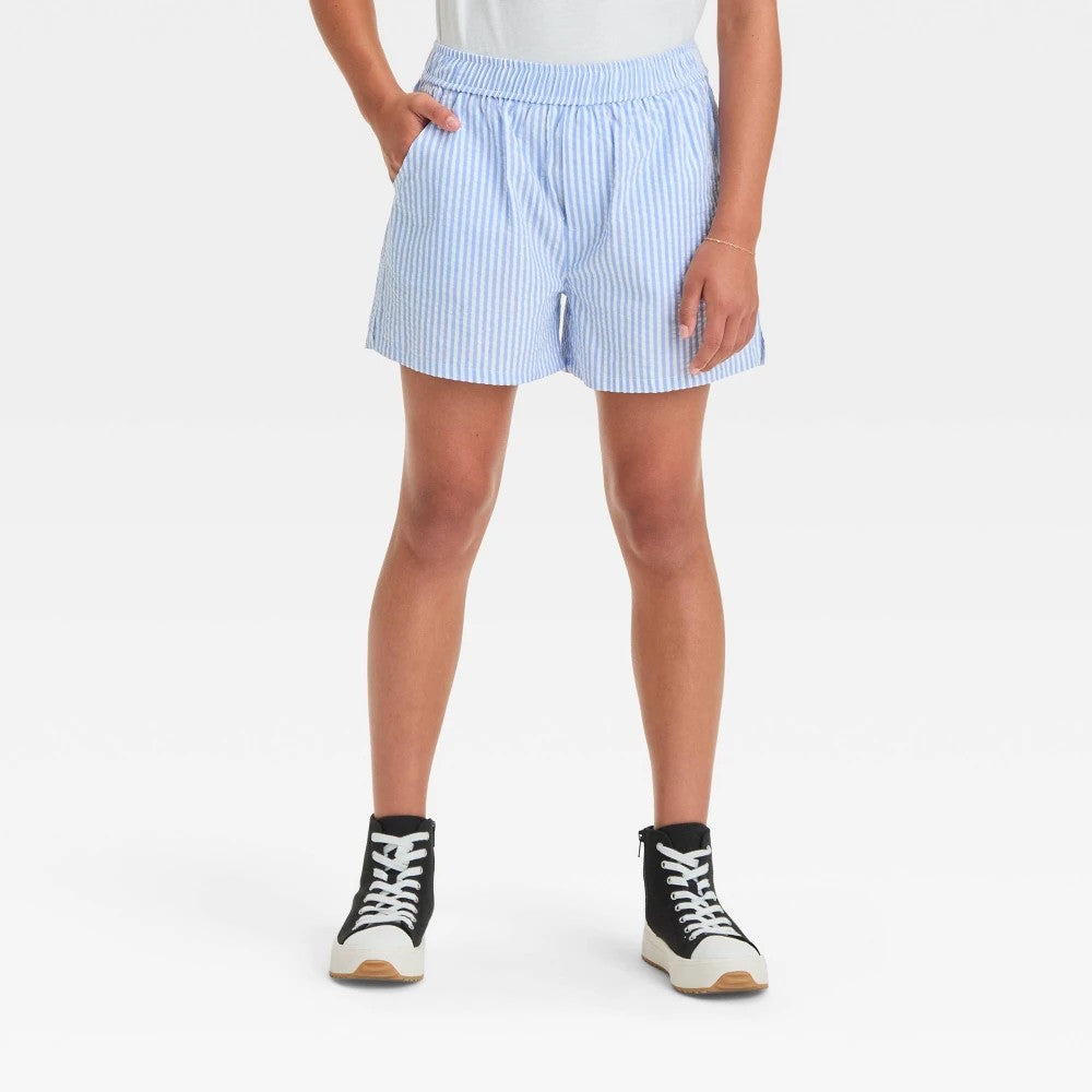 Girls' Striped Boxer Shorts - Art Class™ - Blue **SIZE S**