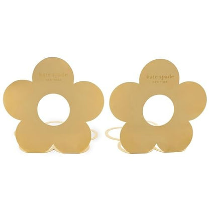 Kate Spade New York Gold Metal Flower 6 X 6 Bookends Book Stopper Set of 2, Flower *Damaged Packaging*