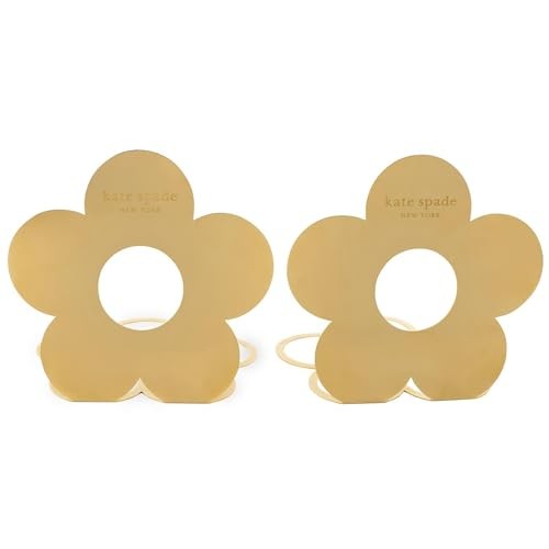 Kate Spade New York Gold Metal Flower 6 X 6 Bookends Book Stopper Set of 2, Flower *Damaged Packaging*