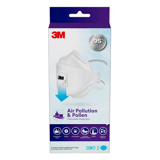 3M Air Pollution & Pollen Respirator Adult Size 2/Pack