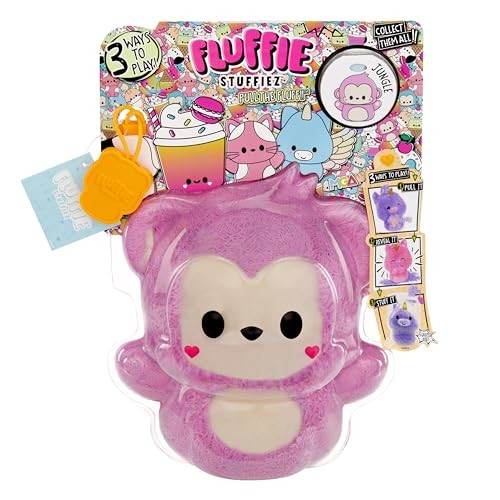 Fluffie Stuffiez Monkey Small Collectible Plush  Surprise Reveal Unboxing with Huggable Fur Pulling  Ultra Soft Fluff