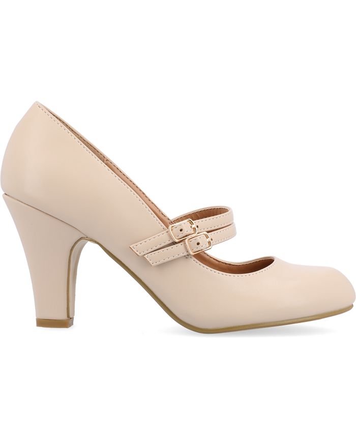 Women's 8.5 Journee Collection Windy Double Strap Mary Jane Pumps - Tan/Beige