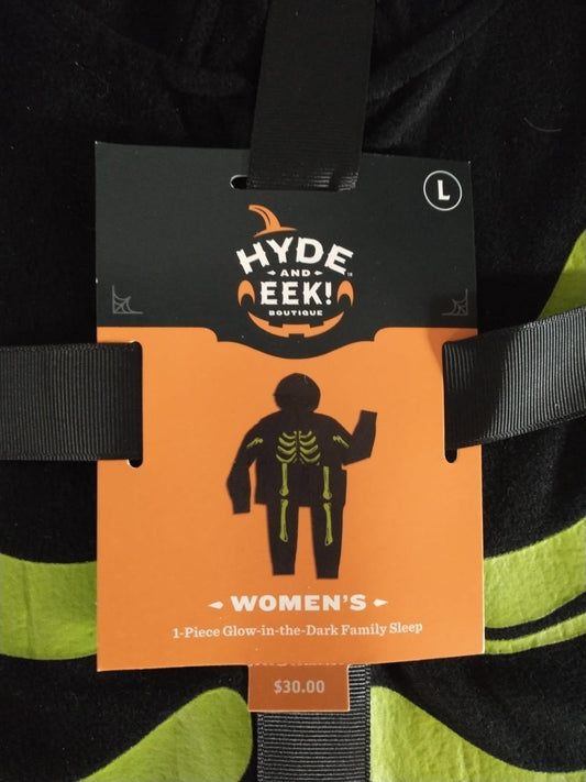 Women's L Hyde and Eek Skeleton Glow in the Dark Pajama Set *Damaged Package*
