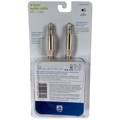 Philips Auxiliary Cable 3.5mm Elite 6ft -  Champagne