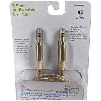 Philips Auxiliary Cable 3.5mm Elite 6ft -  Champagne