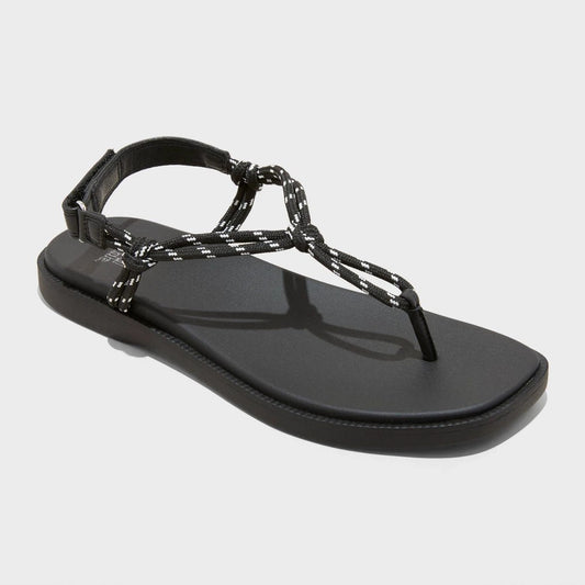 Women's 8 Carson Rope Hiker Sandals - Wild Fable  Black Open Toe, Square Toe, Pull-on, Instep Strap, Medium Width