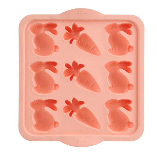 Trudeau 9 Cavity Silicone Bunny and Carrot Pan Pink *Damaged Packaging*