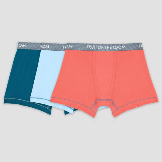 Fruit of the Loom Boys' 3pk Boxer Briefs - Red/Blue S: Tagless, Mid Rise, Ventilating Mesh, Elastic Waistband