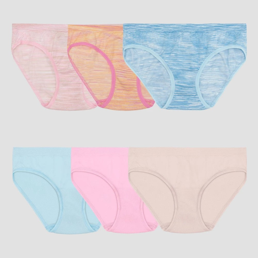 Girls' 6/8 Fruit of the Loom  6pk Seamless Hipster Underwear