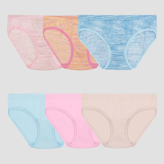 Girls' 6/8 Fruit of the Loom  6pk Seamless Hipster Underwear