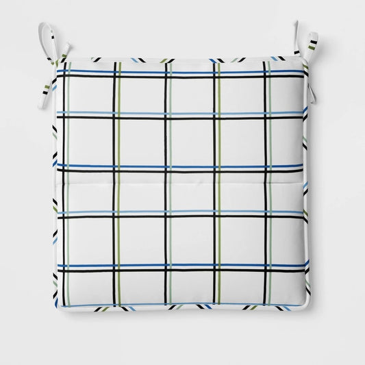16x16 Grid Outdoor Chair Seat Cushion White - Room Essentials