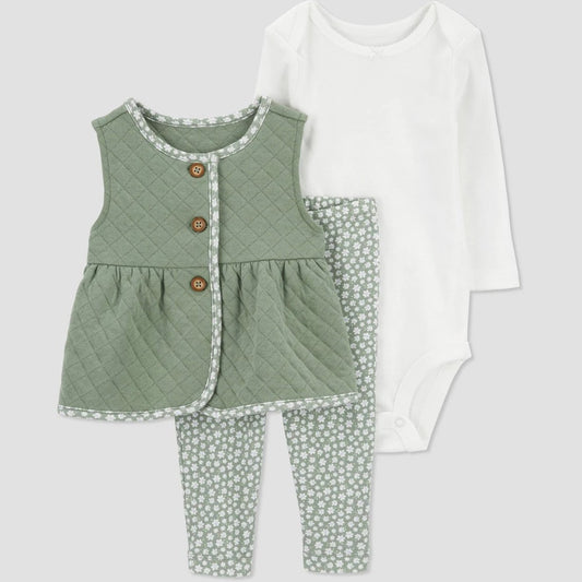 Carter's Just One You Baby Girls' Size 6M Vest Set - Green/White