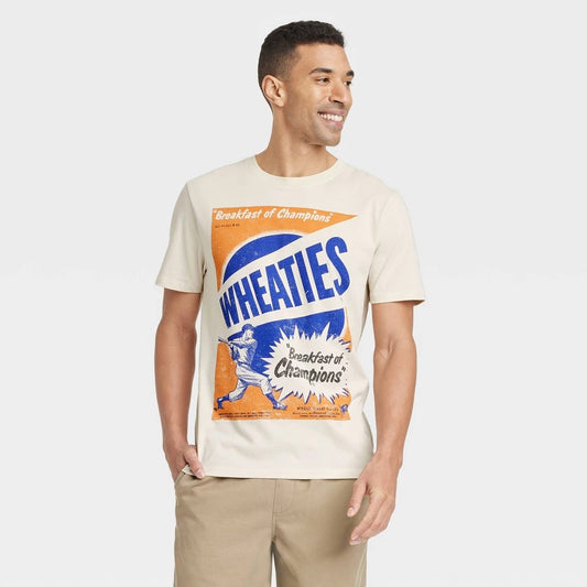 Men's M - Wheaties Short Sleeve Crew Neck Graphic T-Shirt - Goodfellow & Co  Ivory Wheaties