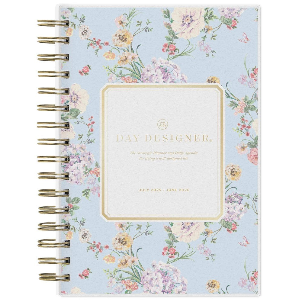 Day Designer Daily/Monthly Wirebound Planner 5x8 Printed Springtime Blue