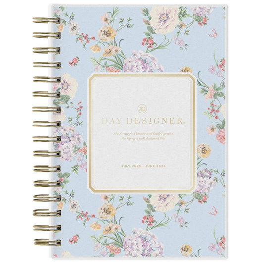 Day Designer Daily/Monthly Wirebound Planner 5x8 Printed Springtime Blue