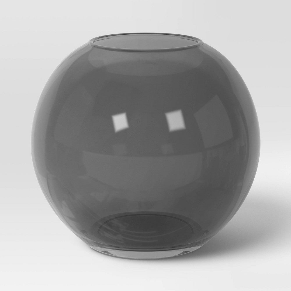 Glass Round Vase Black